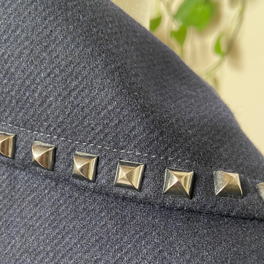 Sale! Studded Navy Women's Coat w/ studded collar,leather accents. Michael Kors. - Picture 10 of 16